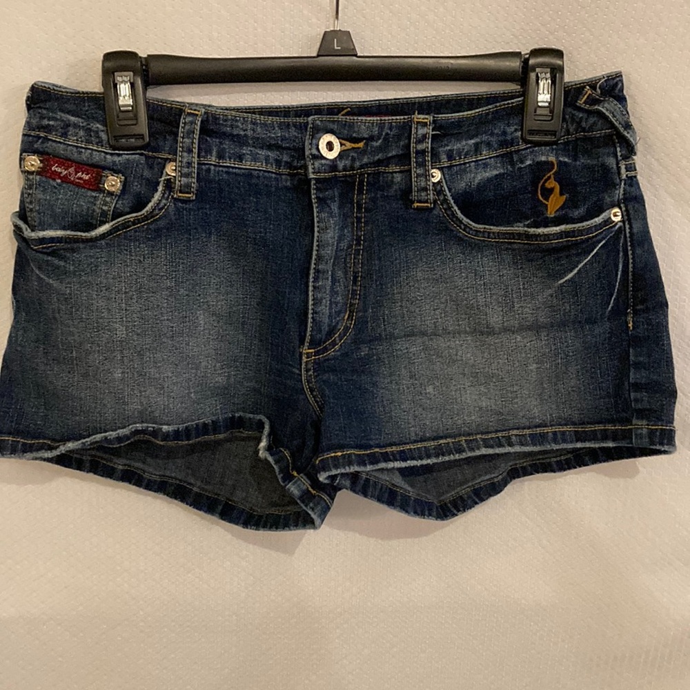 Baby Phat 5 Pocket Stretch Premium Blue Denim Shorts Size 11 y2k shorts